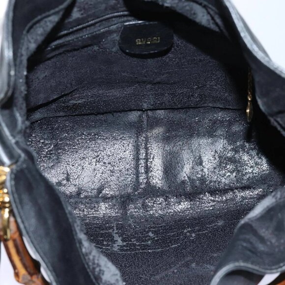GUCCI Bamboo Hand Bag Leather 2way Black 001 2113 1638 Auth yk11916 - Picture 12 of 16